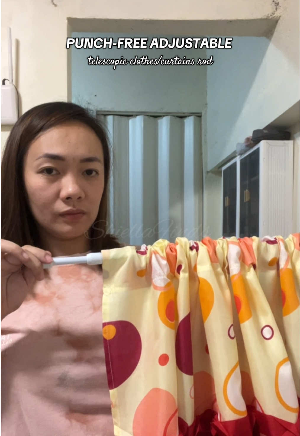 No need na magbutas or magdrill ng pader para sa kurtina at sabitan ng mga damit mo. #telescopicrod #adjustablerodcurtain #adjustablerod #curtainrod