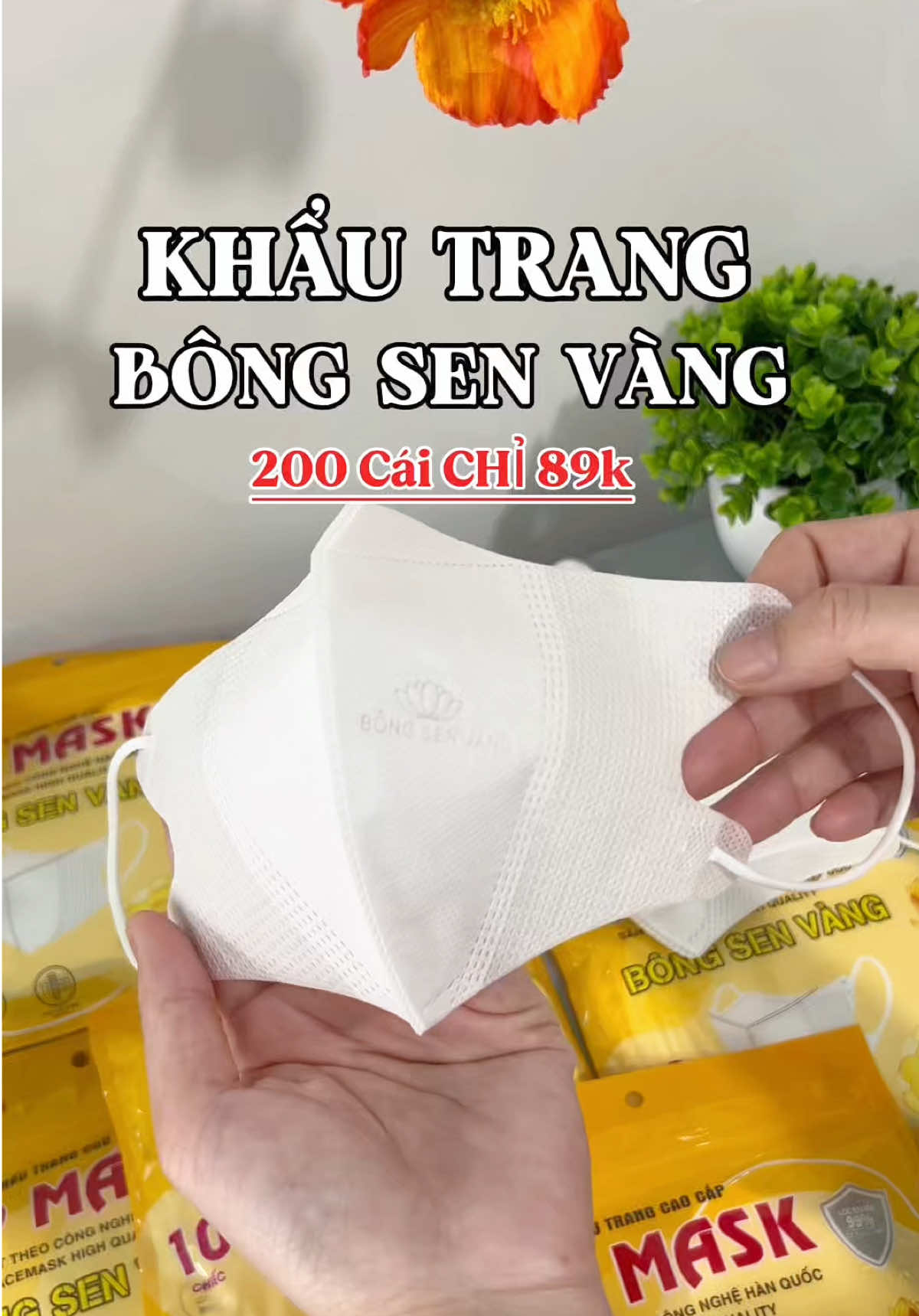1 thùng 200 chiếc khẩu trang bông sen vàng, chưa đến 90k miễn phí vận chuyển về tận nhà #khautrang #khautrang5d #khautrangbongsenvang #xuhuong #virall  @Yến Hướng Nội  @Yến Hướng Nội  @Yến Hướng Nội 