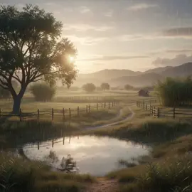 A Quiet Evening Rainfall. #rainylandscape #ruralvibes #sunsetrain #nostalgicnature #countryside 