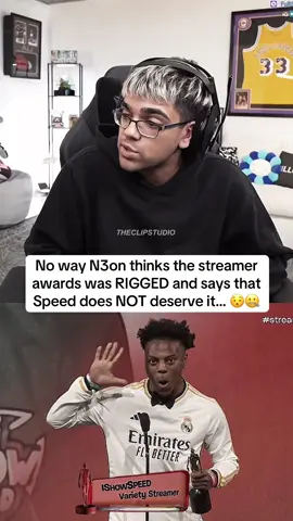 No way N3on thinks the streamer  awards was RIGGED and says that  Speed does NOT deserve it… 😯🤐 #ishowspeed #kaicenat 