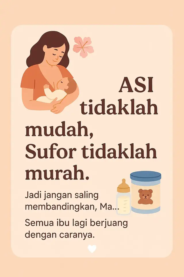 Mama, kamu hebat. ASI, mix, atau sufor—semua butuh perjuangan. Kita bukan saingan. Kita saling dukung dan kuat bersama. 🤍 #busuiindonesia #pejuangASI #ibumenyusui #suforindonesia #edukasibusui