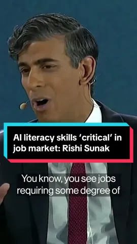 Former #UK Prime Minister Rishi Sunak says having AI literacy skills is “critical” as he dishes out advice on how to navigate the job market in the age of #AI. 