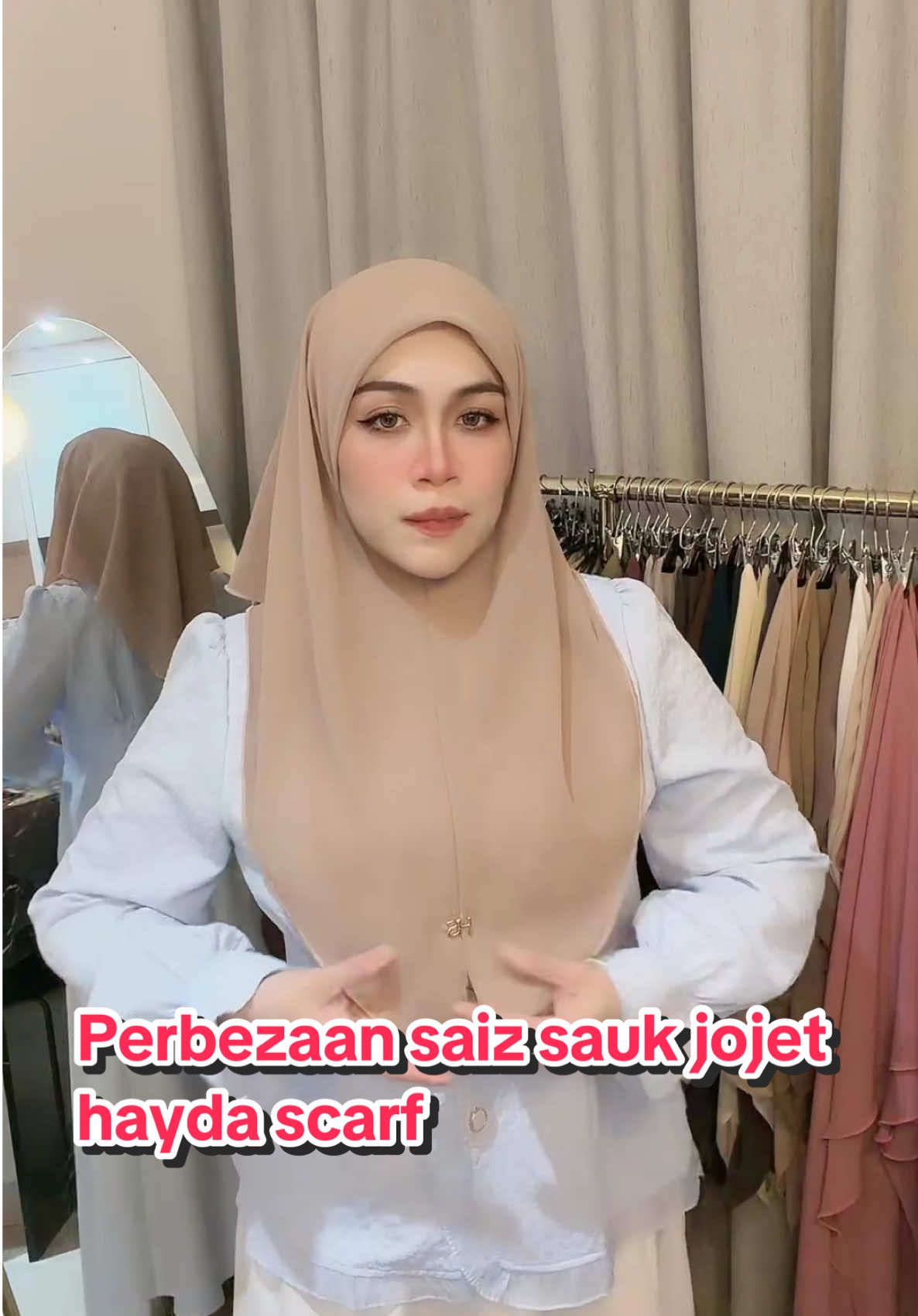 Perbezaan saiz sauk jojet hayda scarf  #fyp #Hayda #saukjojethayda #TerpaksaCantik #HaydaScarf    