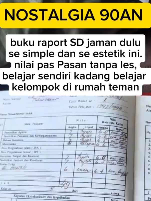 buku raport SD jaman dulu. sesimple inikah sekolah dulu. #nostalgia90an #bukuraport #sekolahdasar #fyp #foryoupage 
