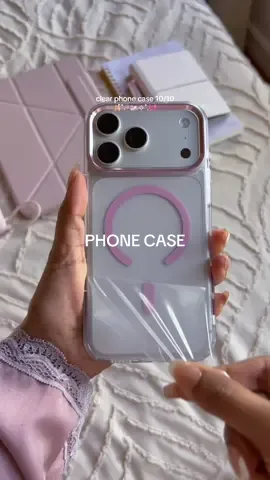 Clear phone case with pink details so cute! #phone #phonecases #iphonecase #iphonecases 