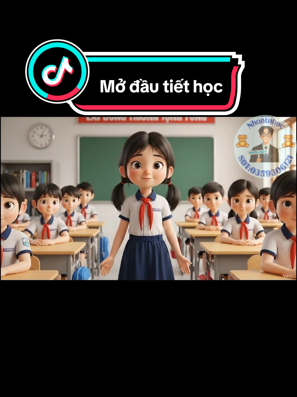 Mở đầu tiết học bằng nhân vật học sinh dễ thương #dayhocsangtao #lophocvuinhon #veo3 #khoidongtiethoc #giaoduc 