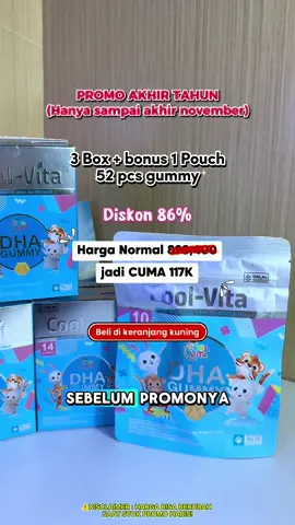 Ternyata beli 4 paket DHA Gummy jauh lebih untung daripada beli 3! Promo akhir tahun cuma 117.000, diskonnya gila banget 🤯 Anak fokus, kantong aman. Buruan sebelum November habis! #Coolvita #DHAGummy #VitaminOtakAnak #KurangFokus 
