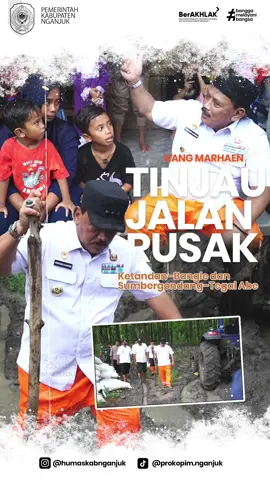 Kang Marhaen Tindaklanjuti Aduan Jalan Rusak di Ketandan–Bangle dan Sumbergondang–Tegal Abe Bupati Nganjuk Kang Marhaen meninjau dua lokasi jalan rusak pada Rabu, 19 November 2025, masing-masing di ruas Ketandan–Bangle Kecamatan Lengkong serta akses Dusun Sumbergondang menuju Dusun Tegal Abe Kecamatan Jatikalen. Kondisi jalan yang tampak berlumpur parah tersebut diperburuk oleh hujan serta aktivitas kendaraan besar milik perkebunan tebu. Tinjauan dilakukan setelah Kang Marhaen menerima laporan dan keluhan dari warga, termasuk para pelajar yang harus melewati jalur tersebut setiap hari untuk berangkat sekolah. Banyak anak terpaksa berjalan kaki menembus lumpur karena kendaraan tidak dapat melintas. Sebagai solusi sementara, untuk ruas Ketandan–Bangle telah mulai dilakukan penimbunan (uruk) dan normalisasi drainase kanan–kiri. Sementara itu, untuk akses Sumbergondang–Tegal Abe masih dilakukan koordinasi antara Pemkab, Perhutani, dan Kementerian Kehutanan mengingat status jalannya berada di kawasan hutan. Dalam kesempatan tersebut, Kang Marhaen menyampaikan apresiasi atas aspirasi masyarakat. Ia mengaku terkejut masih menemukan jalan dengan kondisi ekstrem seperti itu. “Ini akses anak sekolah dan warga. Begitu hujan dan dilewati kendaraan besar, jalan tanah langsung habis,” ujarnya. Ia juga menegaskan komitmen Pemkab untuk mengintervensi perbaikan jalan setelah seluruh proses perizinan dengan kementerian terkait terpenuhi. “Pemda siap meningkatkan kualitas jalan, termasuk opsi hotmix, agar tidak cepat rusak,” tegasnya.