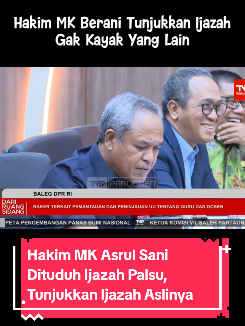 Anggota DPR RI Fraksi Partai Demokrat Benny K Harman singgung soal tuduhan ijazah palsu kepada Hakim MK Asrul Sani. 