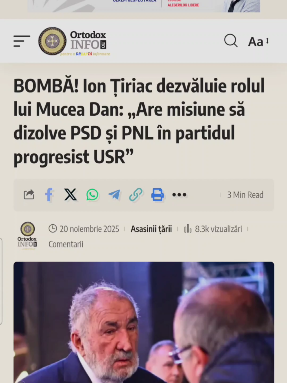 Ion Țiriac: PSD și PNL se dizolva în usr