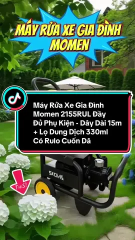 Máy Rửa Xe Gia Đình Momen 2155RUL Đầy Đủ Phụ Kiện - Dây Dài 15m + Lọ Dung Dịch 330ml Có Rulo Cuốn Dây Và Khung 2 Bánh Xe. #mayruaxegiađinh #mayruaxemomen #momen #giadungtienich #thinhhanh 