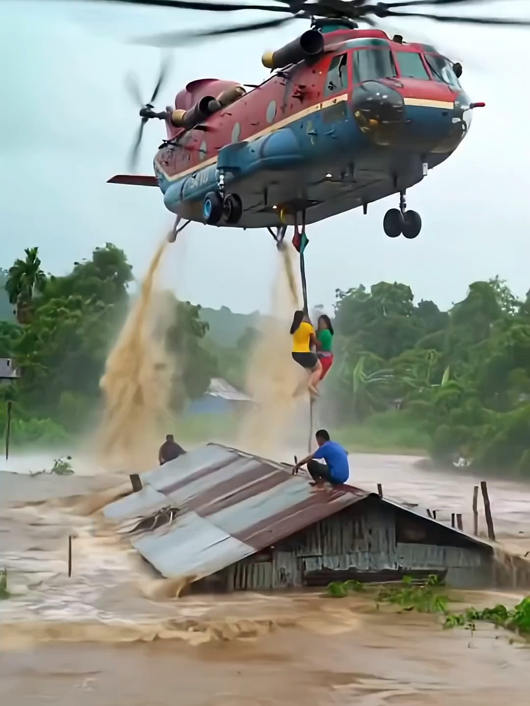 Helicopter Rescue Amid the Storm #trending #shorts #flood #viralvideo-5