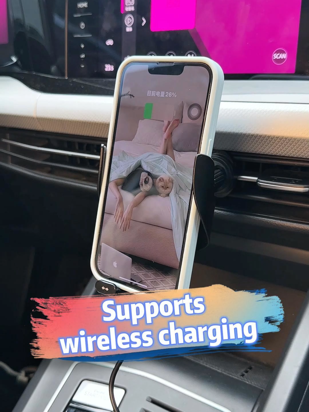 More than just a bracket, it's a small accessory that enhances the style of your car's interior, making it suitable for both business trips and road trips!#carphoneholder #Wirelesscharging #TikTokshopBlackFriday #TikTokShopCyberMonday