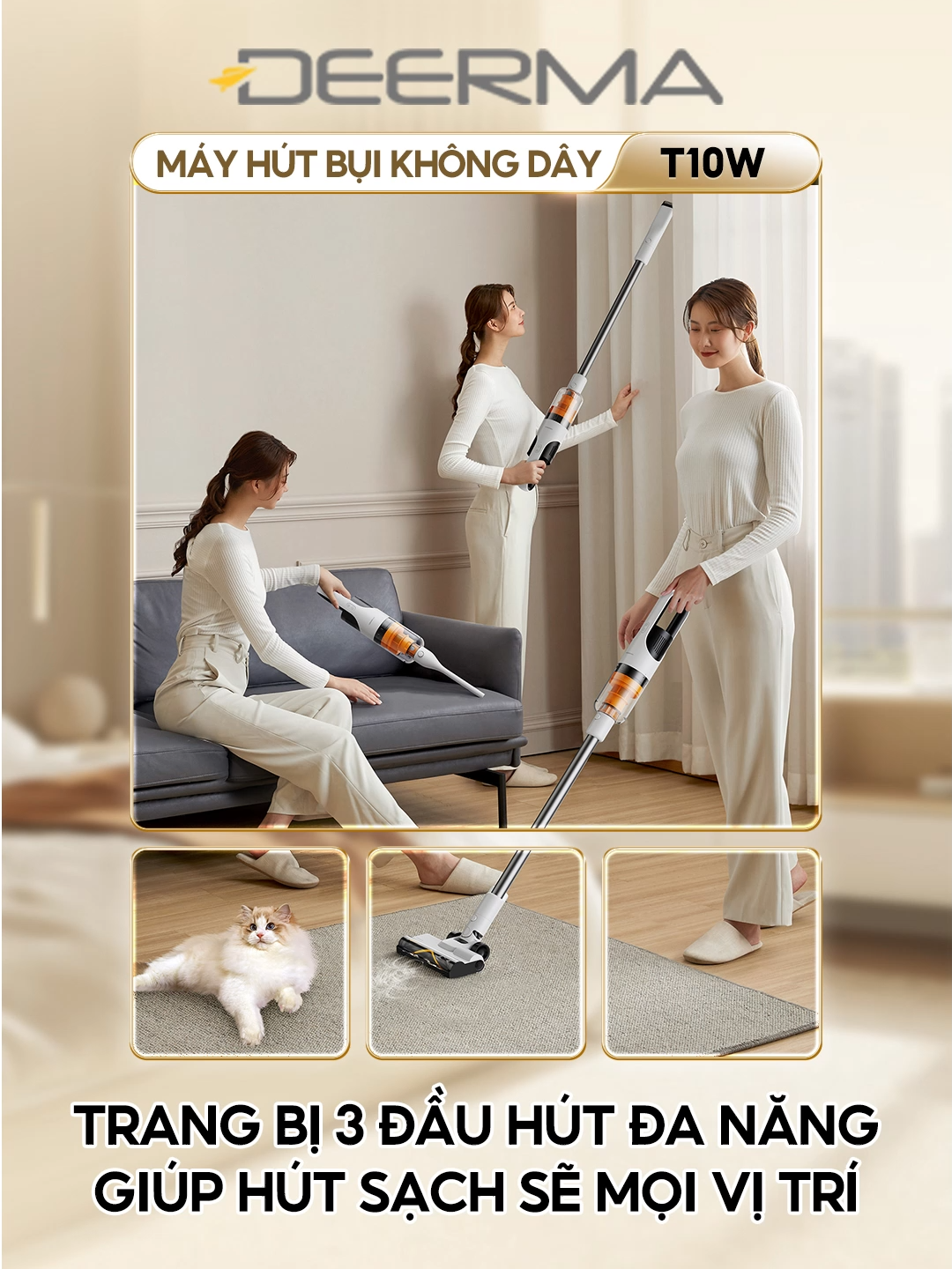 💨 Deerma T10W – máy hút bụi không dây lực hút mạnh, dọn sạch nhanh gọn mọi không gian. #mayhutbuikhongday #anhsangxanh #luchutmanh #deermat10w #deermavietnam #deermapremium #deermadaily
