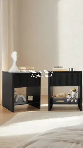 If you want that quiet luxury vibe, this black fluted nightstand set is the move ✨ Minimal, practical, and fits even small spaces perfectly. #Giratree #Giratreefurniture #HomeUpgrade #BedsideTable #TikTokShopCyberMonday