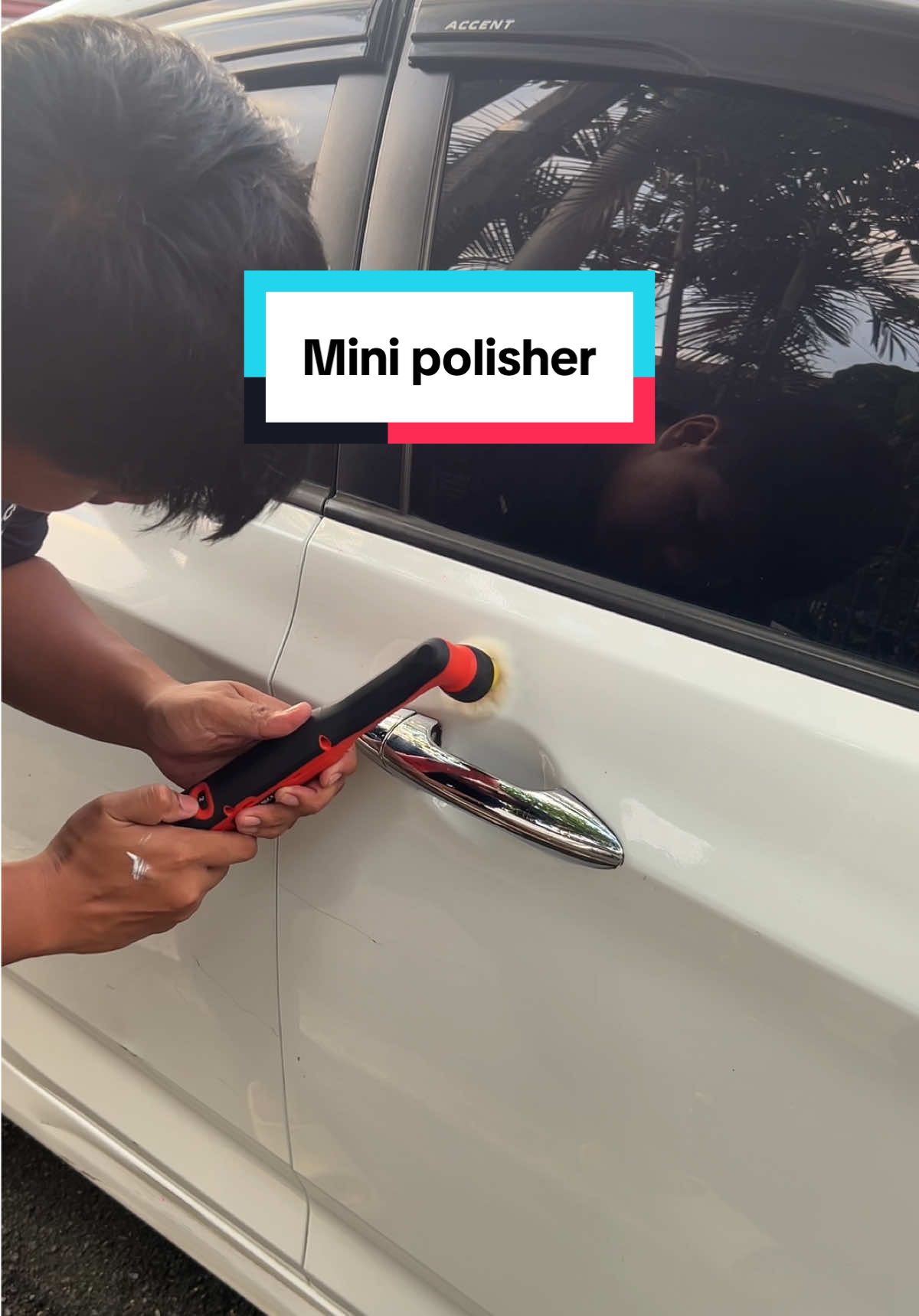 Mini polisher for tight spaces!  For exterior detailing process! #fyp #detailing #polishing #cars #car 