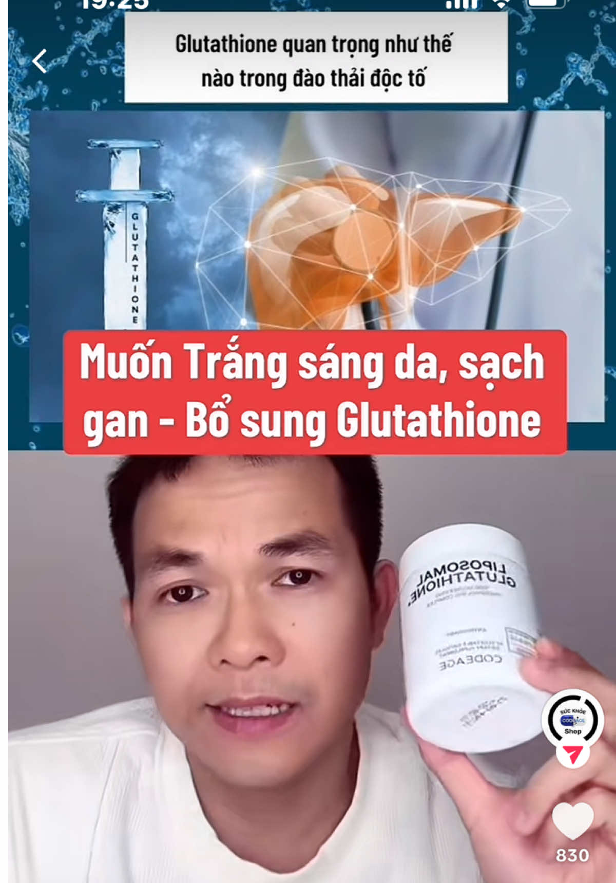 Uống Glutathione Hỗ trợ cho Gan #tiensian #codeage #suckhoe 