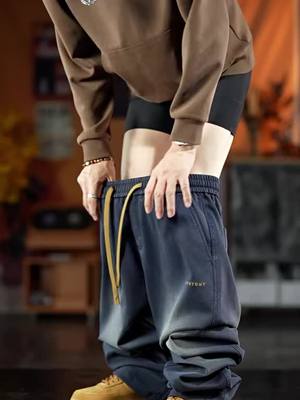 美式潮牌2025秋冬寬鬆直筒垂感水洗休閒牛仔褲，舒適寬鬆，休閒百搭，男女同款