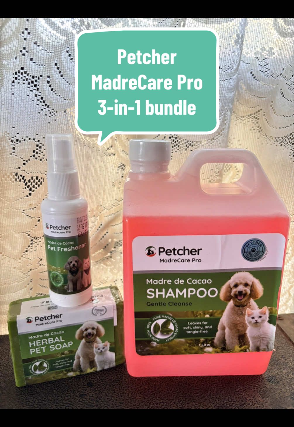 Petcher Madre de Cacao 3-in-1 Bundle — shampoo, cologne, at herbal soap. As in isang set, solve lahat: ✔️ Anti-tick & anti-flea ✔️ Nakakaganda ng fur, hindi na dry ✔️ Amoy bagong groomed kahit home bath lang ✔️ Pwede sa dogs AND cats Tapos ang solid… ₱159 lang HAHAHA sobrang budol pero worth it. 😻🐶 #P#PetCarePHF#FurParentMustHaveDogShampoo  ##PetcherMadreDeCacao#CatShampoo