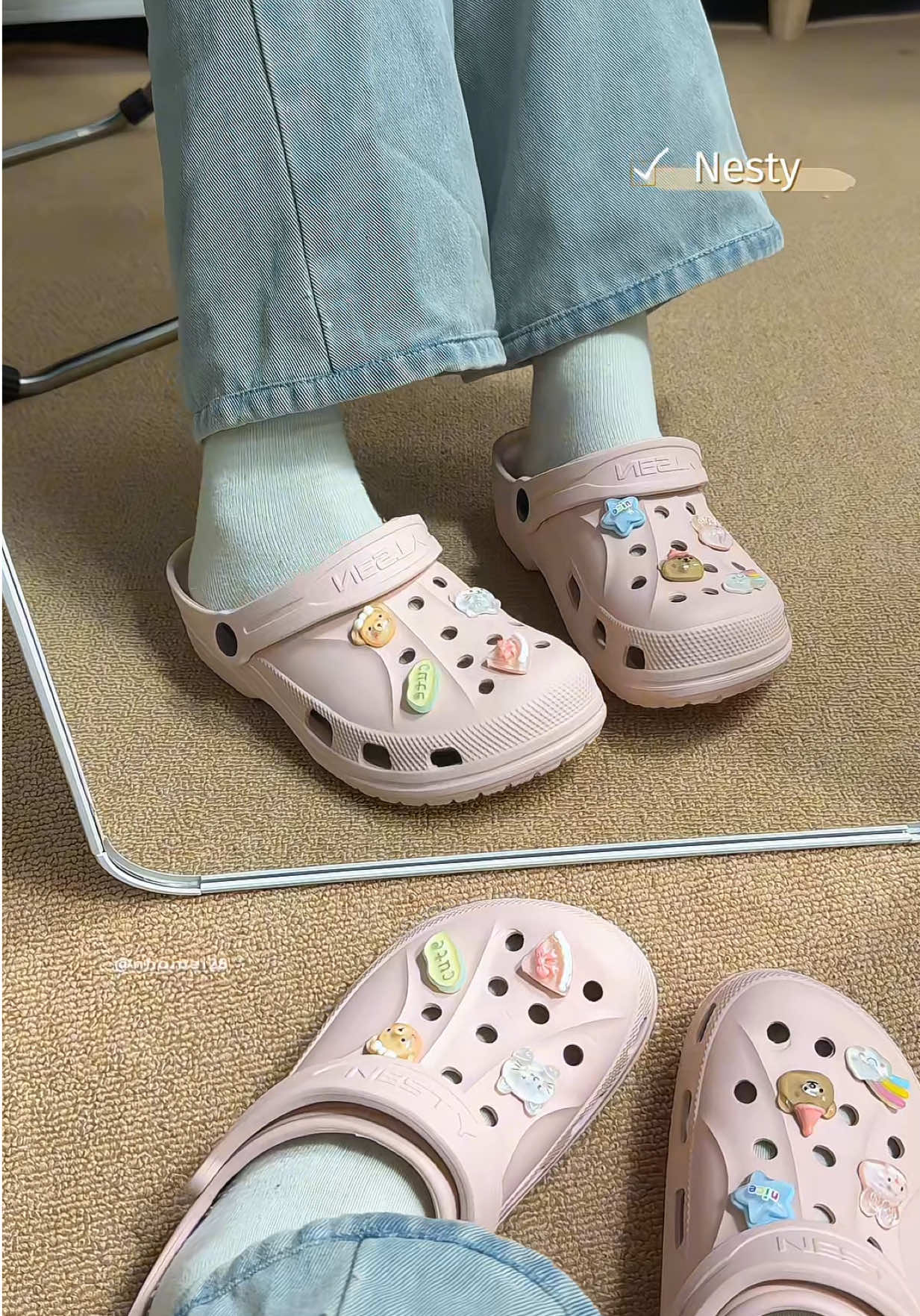 Dép sục Nesty kèm charm 3d #sandal #dép #giày #xuhuong #nhamei 