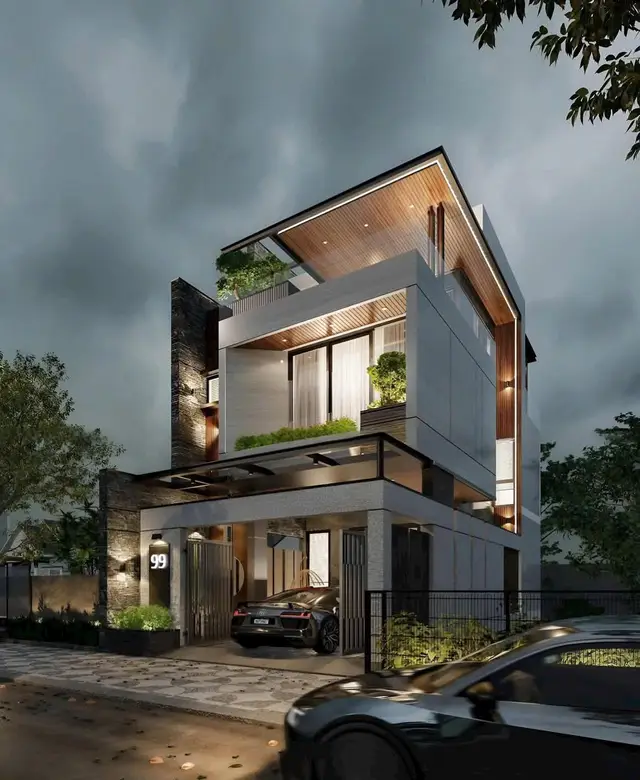 tham khảo mẫu nhà phố mặt tiền 7 hiện đại.