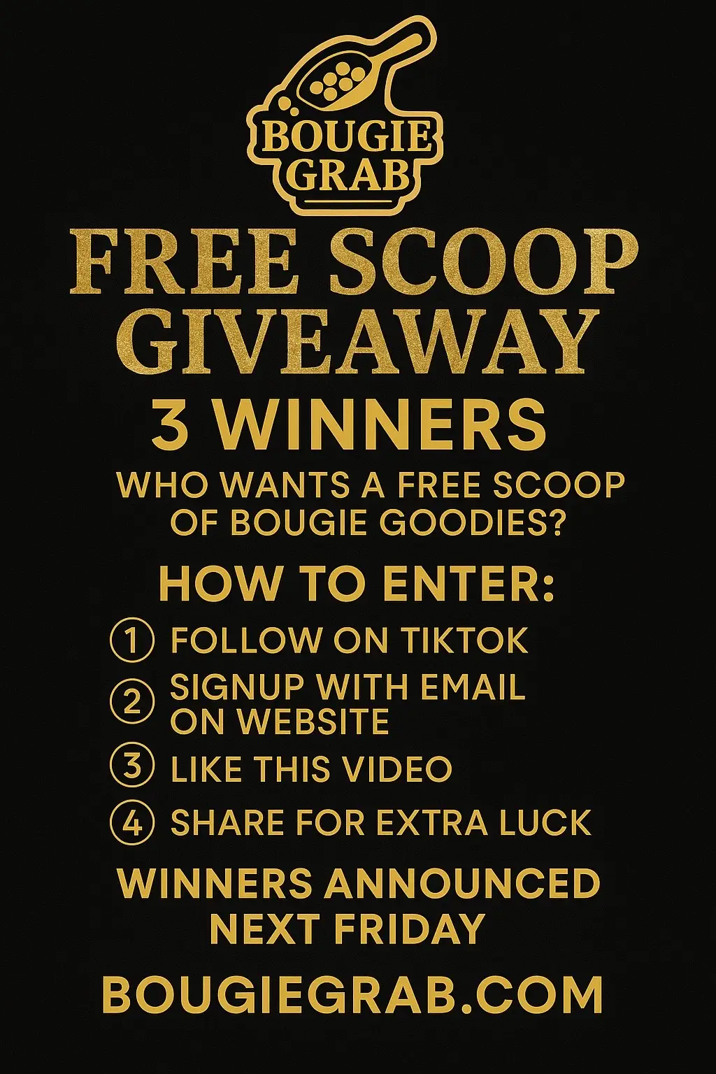 Picking three winners on Black Friday. Enter email, like and share!#bougiegrab #free #blackfriday #SmallBusiness #fyp 