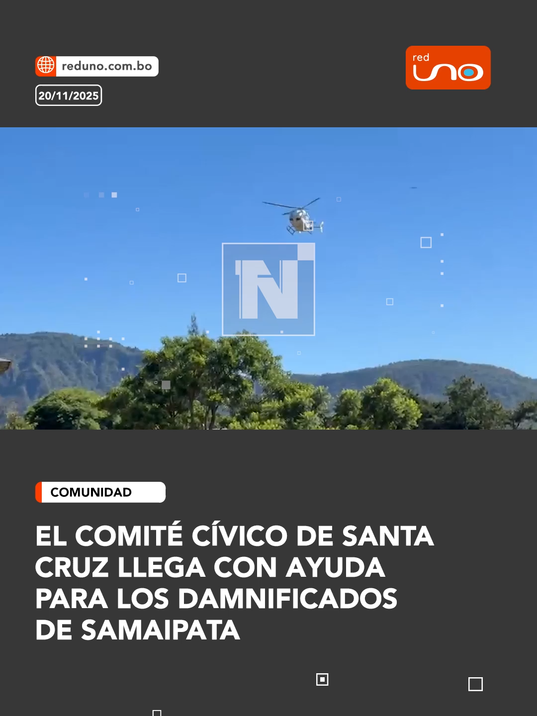 #Comunidad |El Comité Cívico de Santa Cruz llegó a Samaipata para entregar la ayuda a las familias afectadas. ▶️ Más información en www.reduno.com.bo #RedUnoDigital #Nacional #RedUno