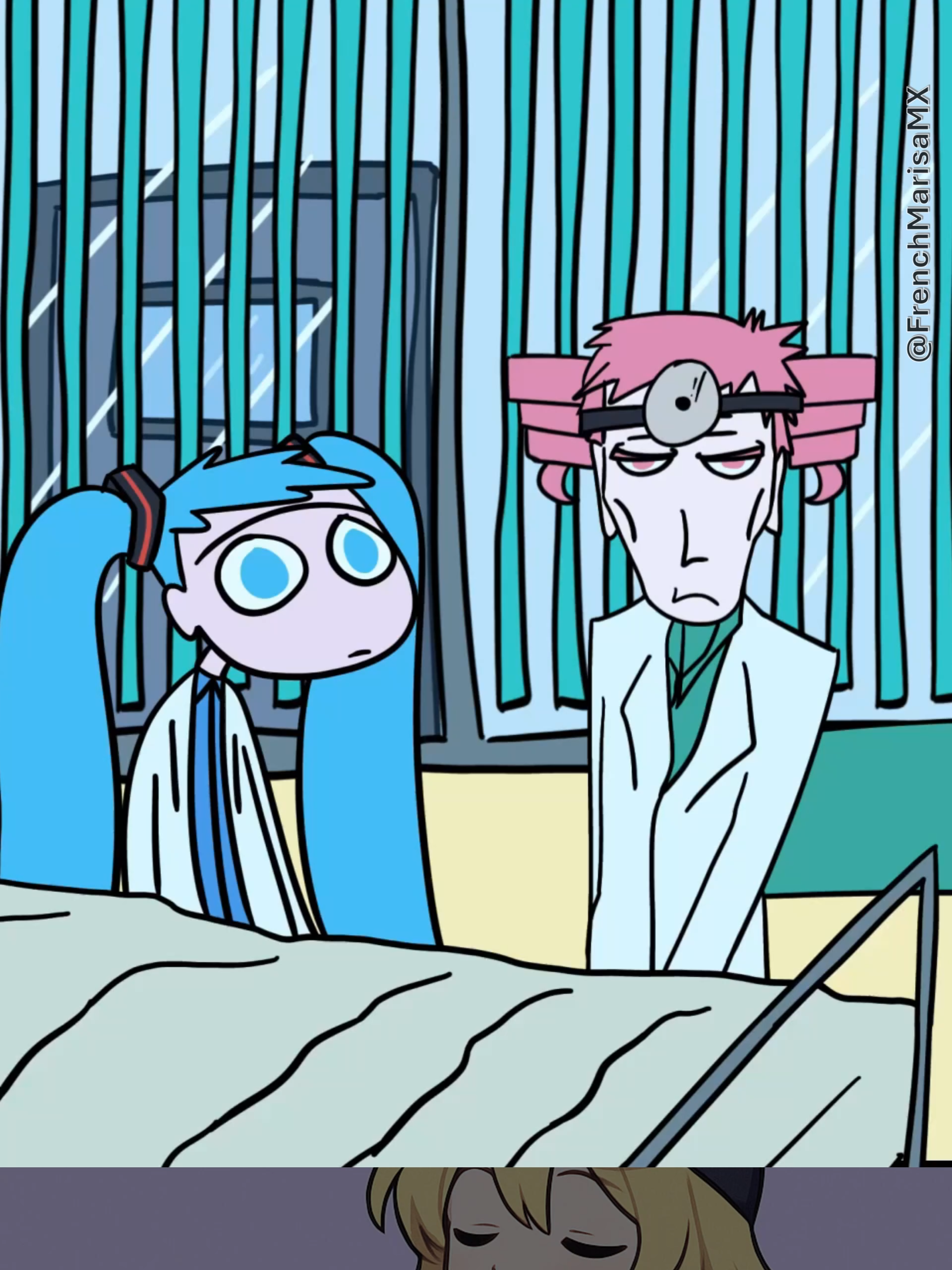 Triple Baka: Una Miku enfermera y La Doctora Teto✨ ... 🔴: More than her methods… I'm surprised they actually work so well… ;-; 🟡: Well, she is a professional for a reason XD 🔴: If I ever get sick… I'd rather go to you than to Teto… ;-; 🟡: Should I feel flattered? XD ____ #mikuhatsune #tetokasane