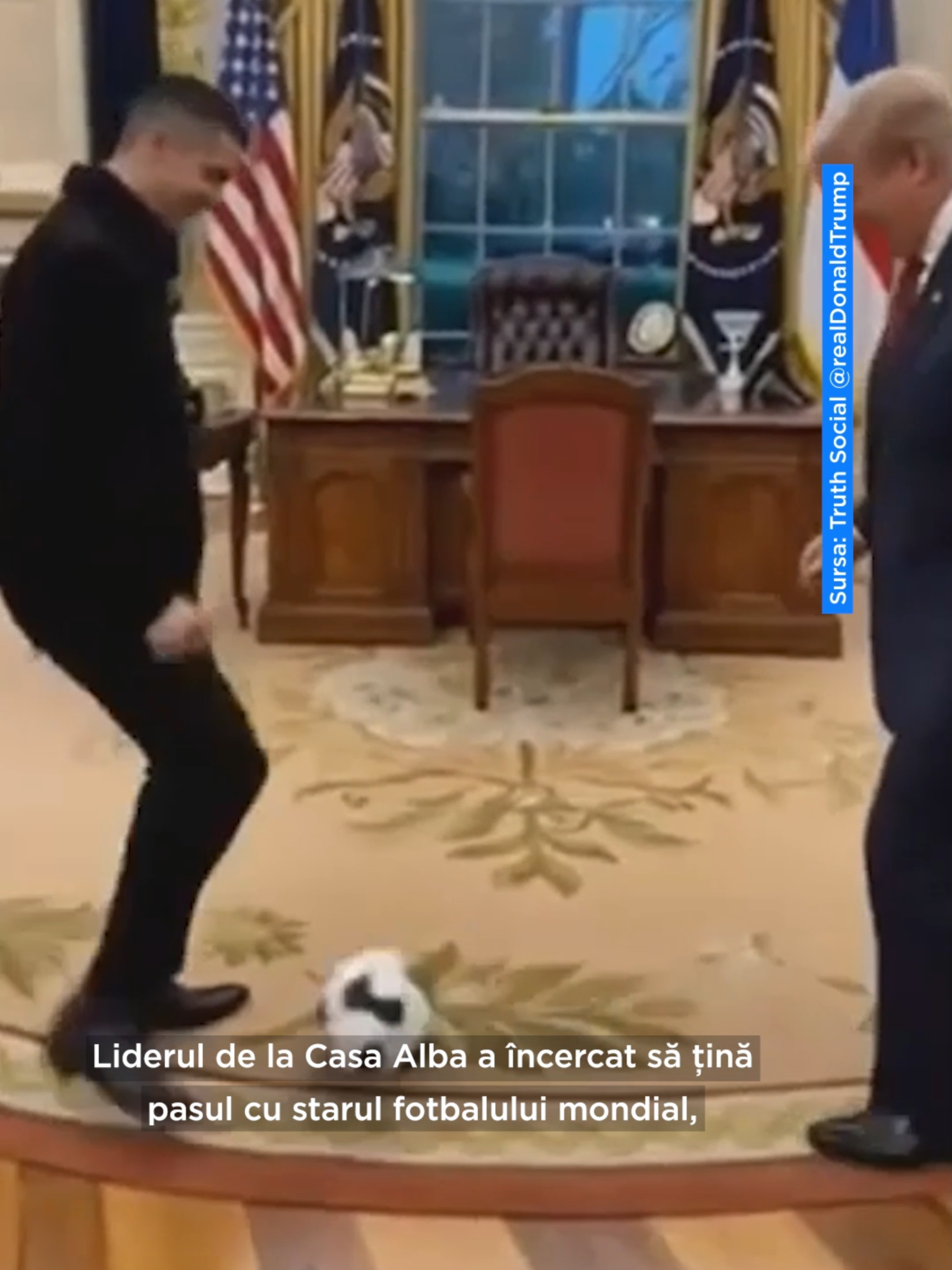 Președintele american a încercat să țină pasul cu celebrul fotbalist într-o confruntare virtuală realizată cu inteligență artificială. Cristiano Ronaldo a fost oaspetele lui Donald Trump la cina de gală dată de Liderul de la Casa Albă în cinstea vizitei la Washington a prințului moștenitor al Arabiei Saudite, Mohammed bin Salman. #casaalba #fotbal #cristianoronaldo #donaldtrump #stiri #euronews