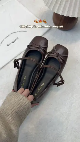 Giày búp bê nâu mix đồ đông bao xinh #giaynu #giayxinh #giaybupbe #gaubata 