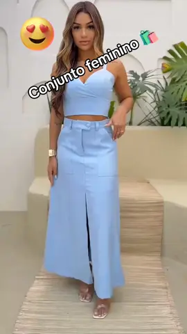 Link de compras na bio🛍️. Encontre agora na shopee, Conjunto feminino, saia com fenda e cropped, roupa feminina, estilosa alfaiataria Marrant, super elegante 😉🛍️. #conjunto #modafeminina #alfaiataria #fypp #foryou 