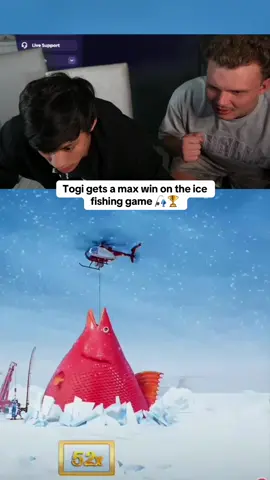 Togi gets a max win on the ice fishing game 🎣🏆 #kickstreaming 