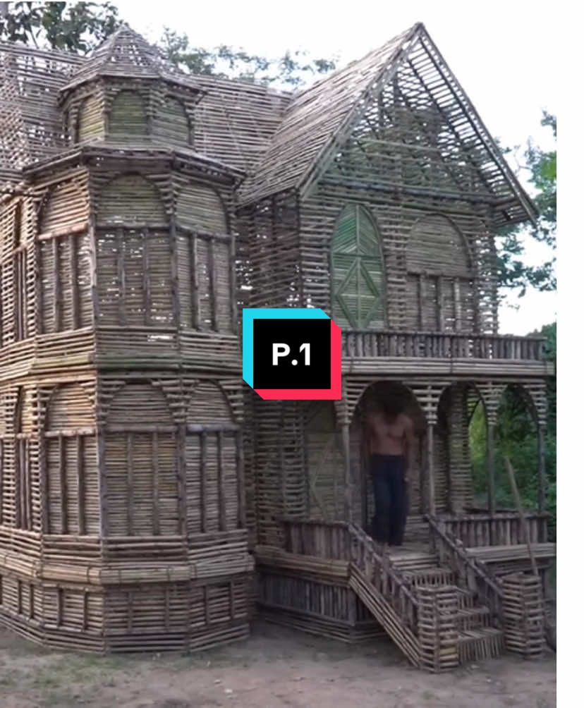 Building a 2-storey house in the middle of a deserted field (Part 1) #sam #bushcraft #survival #outdoor #asmr 