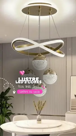 Lustre de Teto LED 3 Cores Luxo Escandinavo, 110/220V - Luz Quente/Branca/Neutra para Sala e Jantar com Design Sofistica  #lustreparasala #lustreparaquarto #lustresparasala #lustres #lustresaladejantar