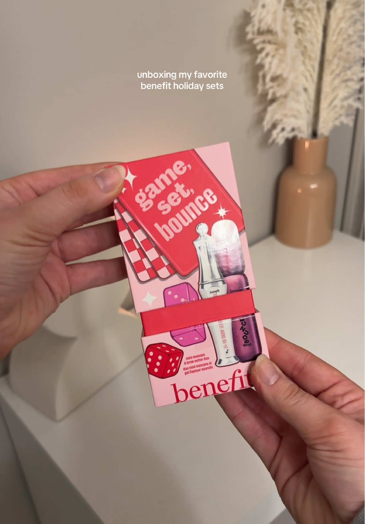 unboxing my favorite holiday sets from @Benefit Cosmetics 💖 loving these so much - they make the perfect stocking stuffers! available now at @Ulta Beauty 🫶🏼 #holidaygifts #benefit #benefitcosmetics #benefitclubpink #benefitgiftset 