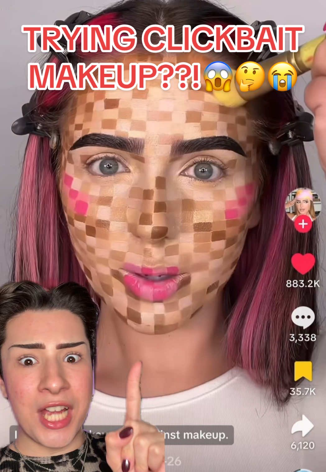 TRYING CLICKBAIT MAKEUP??!😱🤔😭 #makeup #beauty #makeupchallenge #clickbait #clickbaitmakeup 