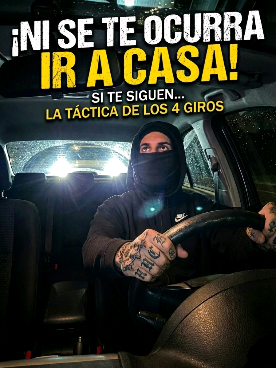 🚫 SI VAS A CASA, ESTÁS MUERTO. Si un coche te sigue de noche, usa la Regla de los 4 Giros 🔄. Nunca les enseñes tu refugio. Bloquea puertas y directo a comisaría. 🚔 Tu seguridad no se negocia. #seguridad #miedo #coche #defensapersonal #consejos 