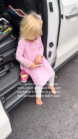 I also have a jacket in the car for her when she admits she’s cold. I won’t fight the outfit choices though  #momof3 #dayinmylife #momlife #motherhood 