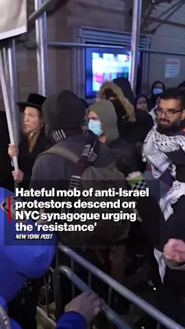 A hateful mob of anti-Israel protesters descended on a prominent New York City synagogue Wednesday night, chanting “Globalize the intifada” and sinisterly urging the “resistance” to “take another settler out.” Link in bio for more. 