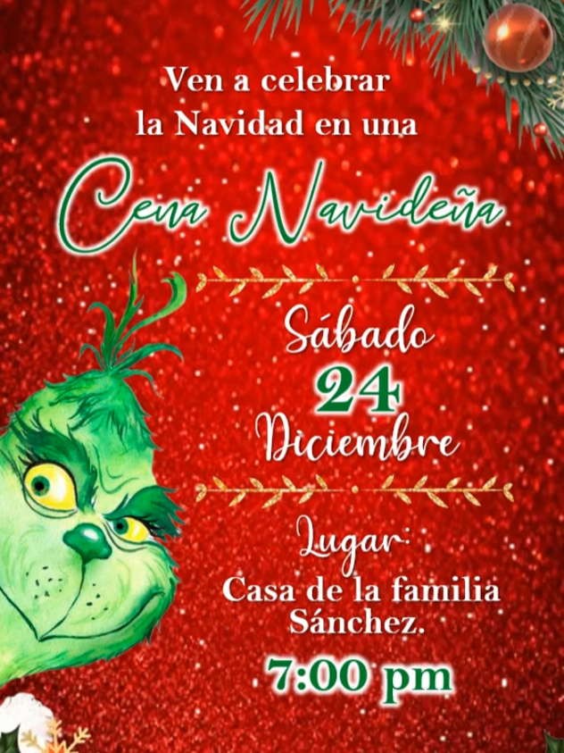 Invitación Navidad: Cena navideña  ♥️🎄😍 ¡Cotiza la tuya con nosotros! 🤩🥰🥰🥰 #invitacionesdigitales #grinch #navidad #holidayseason #parati 