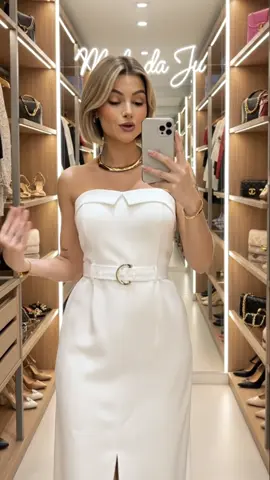 Vestido em alfaiataria, tomara que caia, acompanha bojo e cinto.  #estilo #moda #chique #rica #tiktokshop 