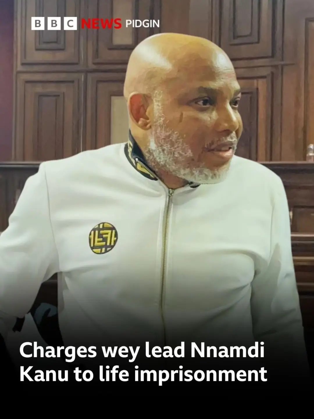 Di leader of di proscribed Indigenous People of Biafra Nnamdi Kanu on Thursday 20 November chop life imprisonment for terrorism charges. Justice James Omotosho of di Federal High Court for Abuja land am di sentence afta e earlier convict am on all di seven-count charge. Swipe to see di charges wey land di Ipob leader for life imprisonment. #bbcnewspidgin #nnamdikanu #abuja #nigeria #nigeriatiktok🇳🇬🇳🇬🇳🇬 