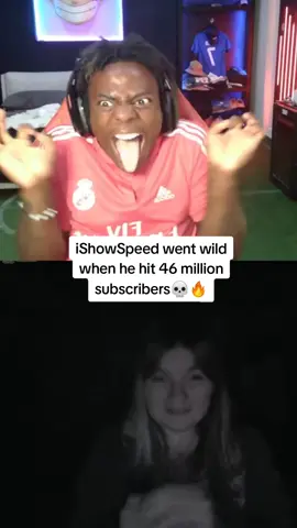 iShowSpeed went wild when he hit 46 million subscribers💀🔥 #ishowspeed #fyp #ishowspeedlive 