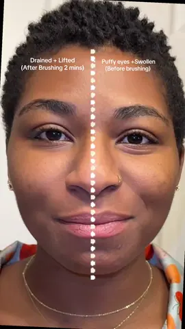 Do you see the difference or should I circle it? Don’t be out here puffy just get the brush #depuffing #lymphaticmassage #skincareritual #puffyeyes #lymphaticbrush