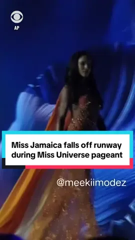 Miss Jamaica, Gabrielle Henry was walking the runway during the evening gown portion of the Miss Universe preliminary rounds in Bangkok, Thailand on Wednesday when she took a sudden fall off the stage. The Miss Universe Jamaica Organization said Henry was taken to a hospital for treatment, but is not suffering from any life-threatening injuries. #news #MissJamaica #MissUniverse #Runway 