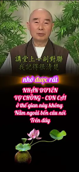 NHÂN DUYÊN VỢ CHỒNG - CON CÁI ở thể gian này không Nằm ngoài bốn câu nói Trên đây #nammobonsuthichcamauniphat  #hocphatmoingay  #adidaphat  #buddha  #phapsutinhkhong  