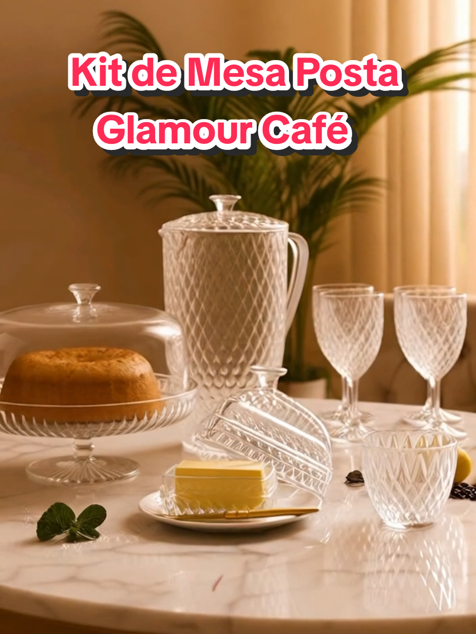 Kit de Mesa Posta Glamour Café #cozinha #kitmesapostaglamour #queijeira #boleira #tiktokshopblackfriday 