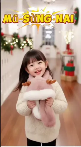 Mũ len kèm khăn sừng nai Cho bé 4 - 8 tuổi #phukienthoitrang  #muxinh  #mudep  #muadong  #xuhuong 