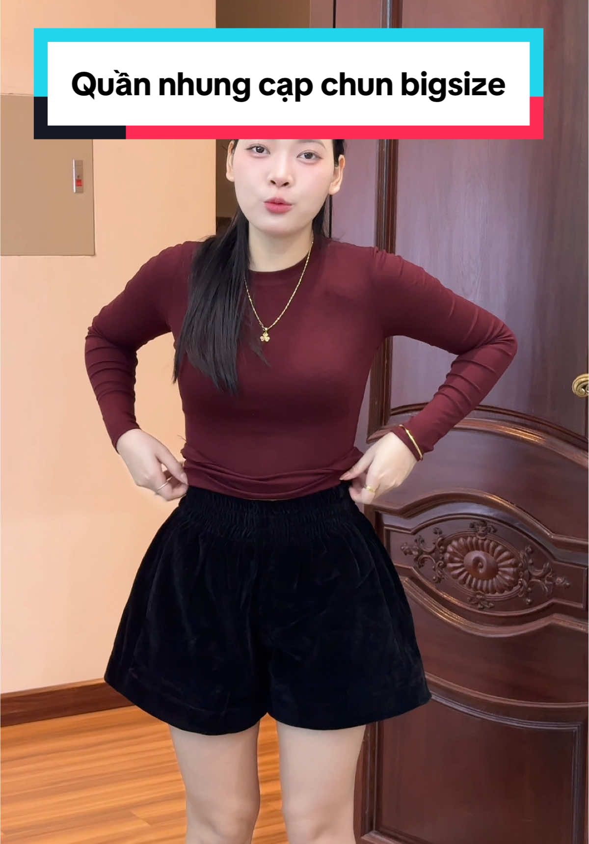 Quần nhung cạp chun bigsize trẻ trung, hack dáng #thuyday 