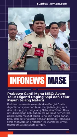 Menjelang Natal dan Tahun Baru, Presiden Prabowo Subianto meminta menu lauk program Makan Bergizi Gratis disesuaikan agar tidak mengganggu kebutuhan masyarakat. Menu ayam dan telur akan dikurangi dan diganti dengan daging sapi serta telur puyuh. Wakil Kepala Badan Gizi Nasional, Nanik S Deyang, menyebut tanda kenaikan harga bahan baku mulai terlihat di sejumlah kabupaten, termasuk kesulitan mendapatkan buah untuk menu program. Untuk mengatasi hal ini, pemerintah bekerja sama dengan berbagai kementerian dan lembaga, mulai dari TNI untuk penyediaan protein hewani dan sayur, hingga Kementerian Koperasi yang menyiapkan anggaran Rp 300 miliar untuk budidaya buah, sayur, dan peternakan melalui koperasi. Pemerintah juga mendorong kepala daerah agar RT dan RW memanfaatkan lahan kosong untuk kegiatan produktif, termasuk pertanian dan peternakan. #MBG #Prabowo #Nataru #KebijakanPemerintah #PanganNasional #BeritaHariIni #UpdateNasional #Indonesia